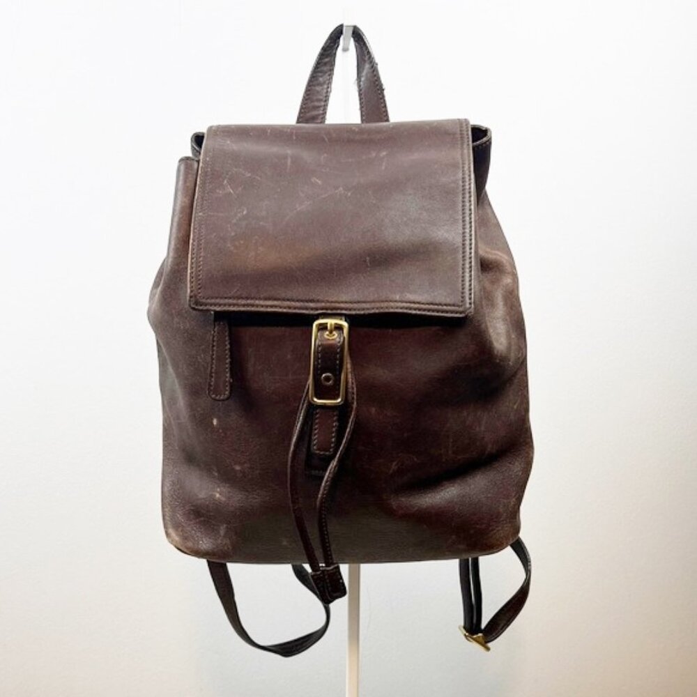 Coach Legacy West Hampton Mahogany Leather Drawstring Backpack Daypack Bag 9827